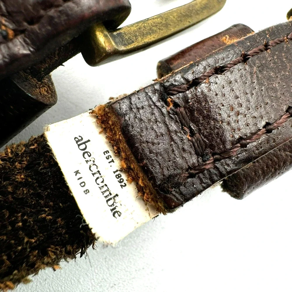 ABERCROMBIE | Kids Girls 13/14 Genuine brown leather double 2‎ strap buckle belt